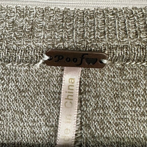 Poof Top Womens Small Tan Stretch Knit Long Sleeve Pullover High Split Side Hem - Picture 3 of 6